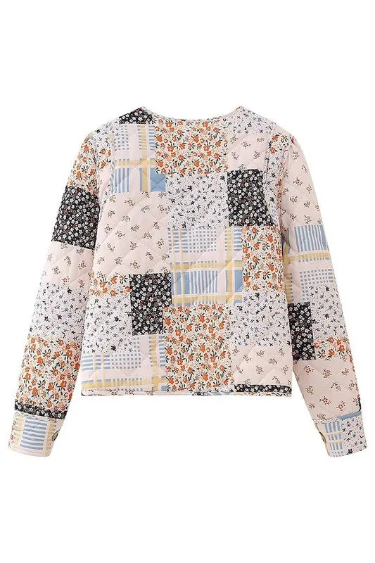 Patchwork Print Quilted Jacket