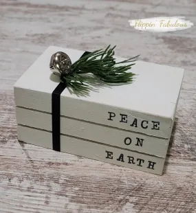 Peace On Earth Handmade Faux Bookstack