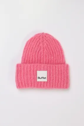 Pink chunky mohair beanie