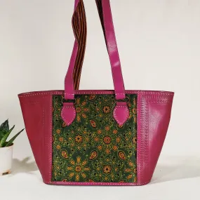 Pink - Handcrafted Mashru Silk Leather Shoulder Bag