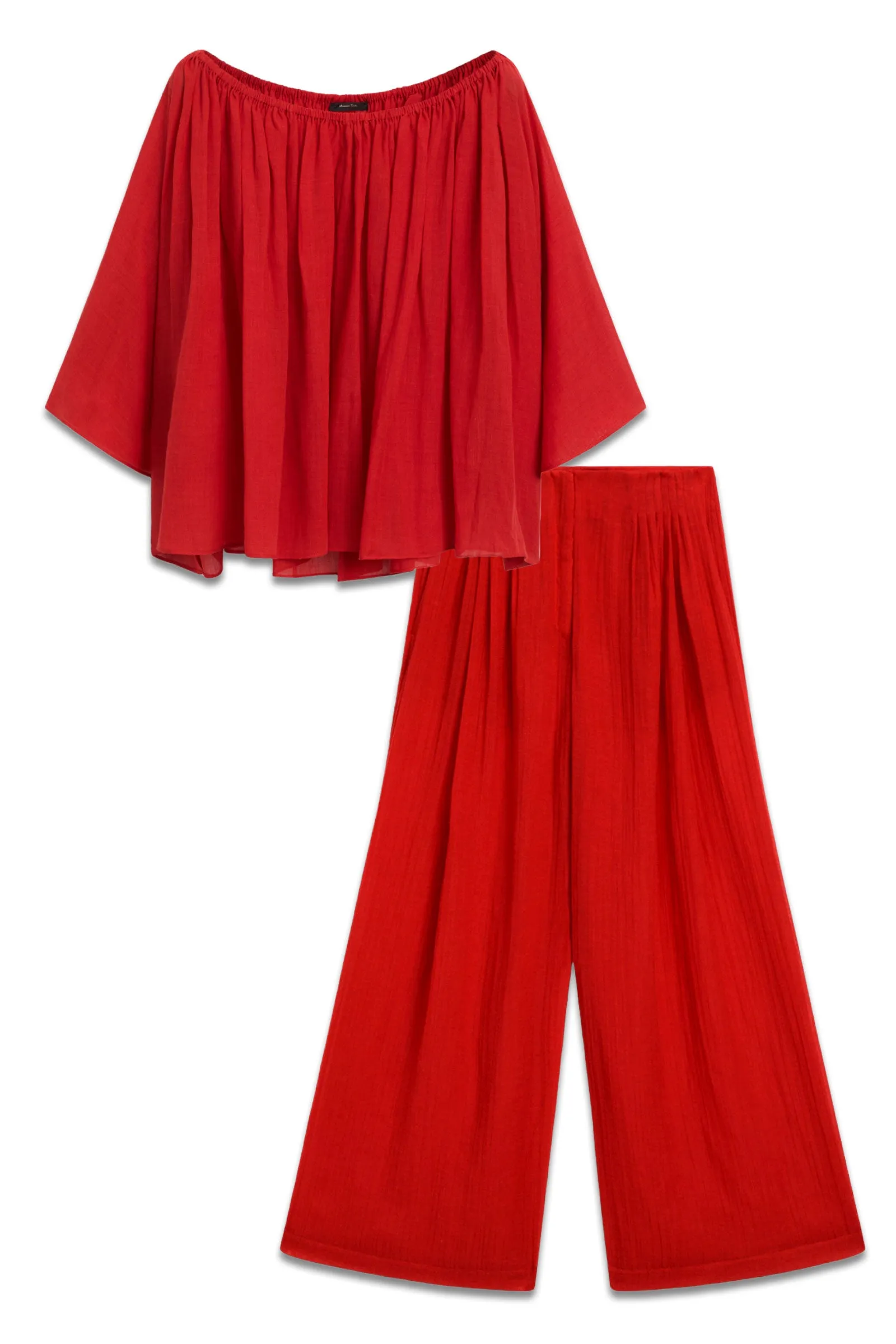 Ramie Blend Blouse and Flowing Trousers Co-Ord