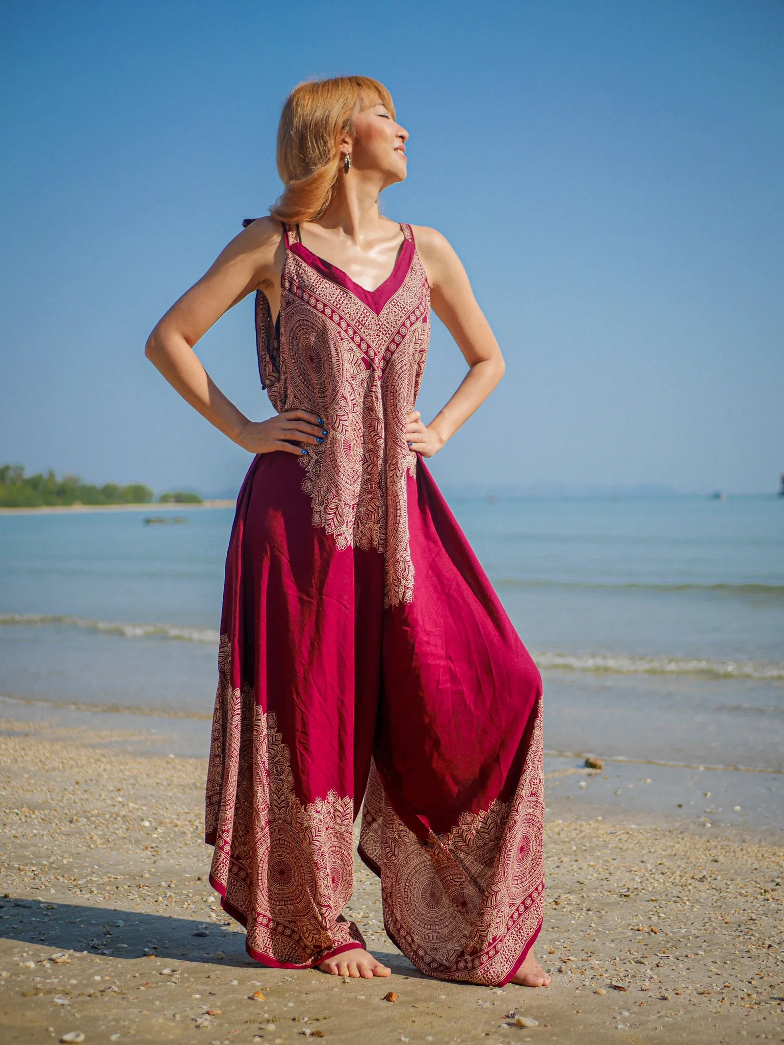 Red Mandala Boho Jumpsuit