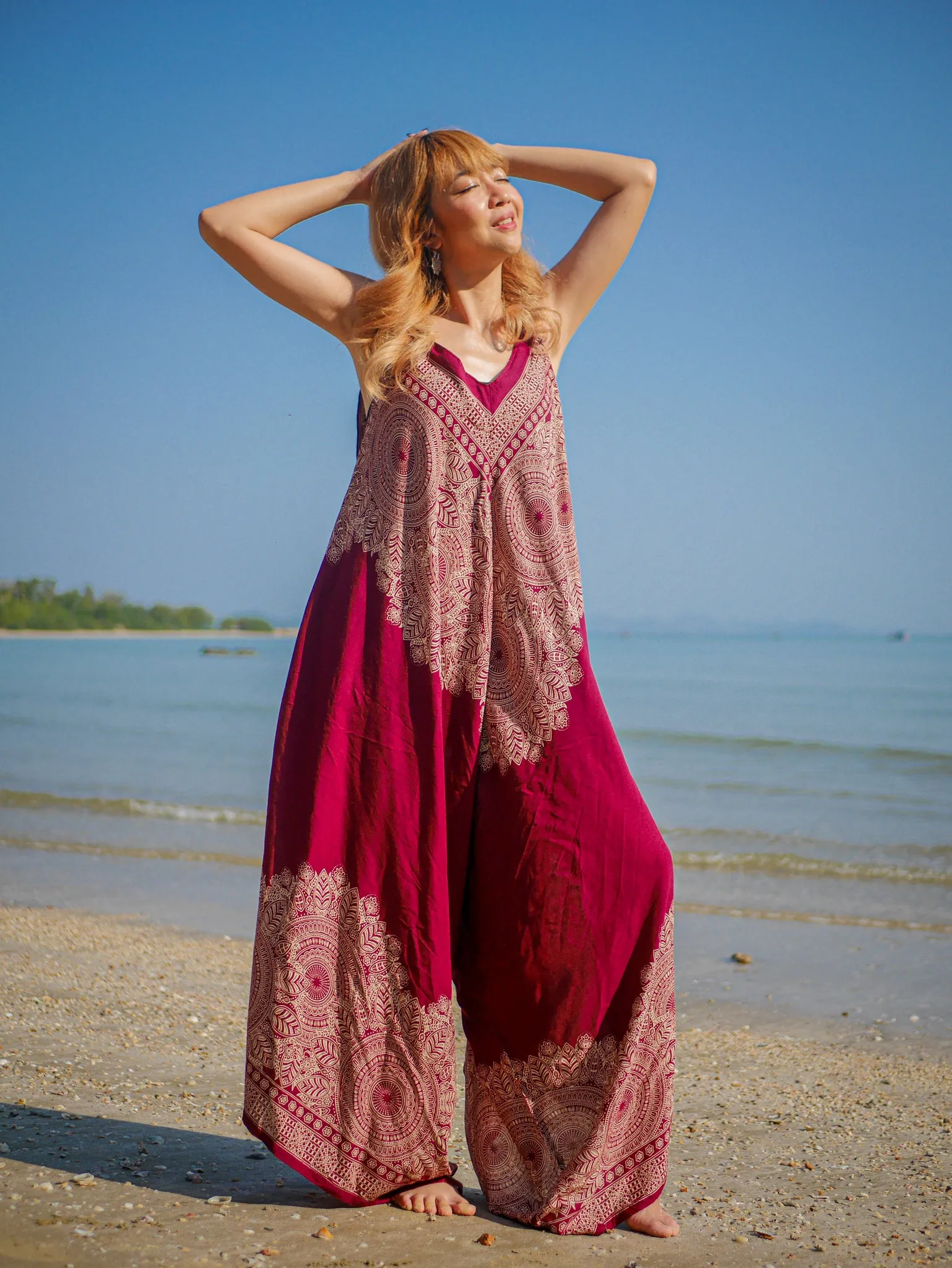 Red Mandala Boho Jumpsuit