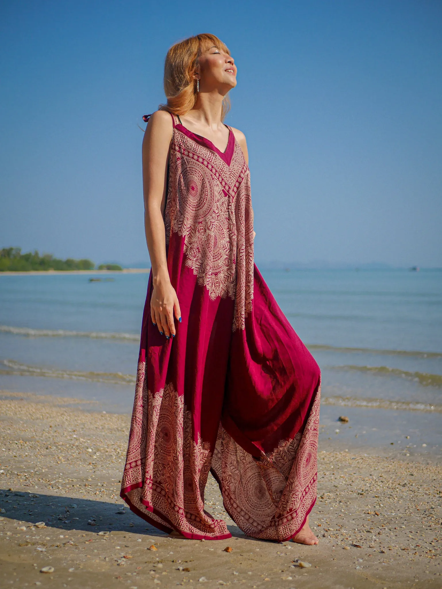 Red Mandala Boho Jumpsuit