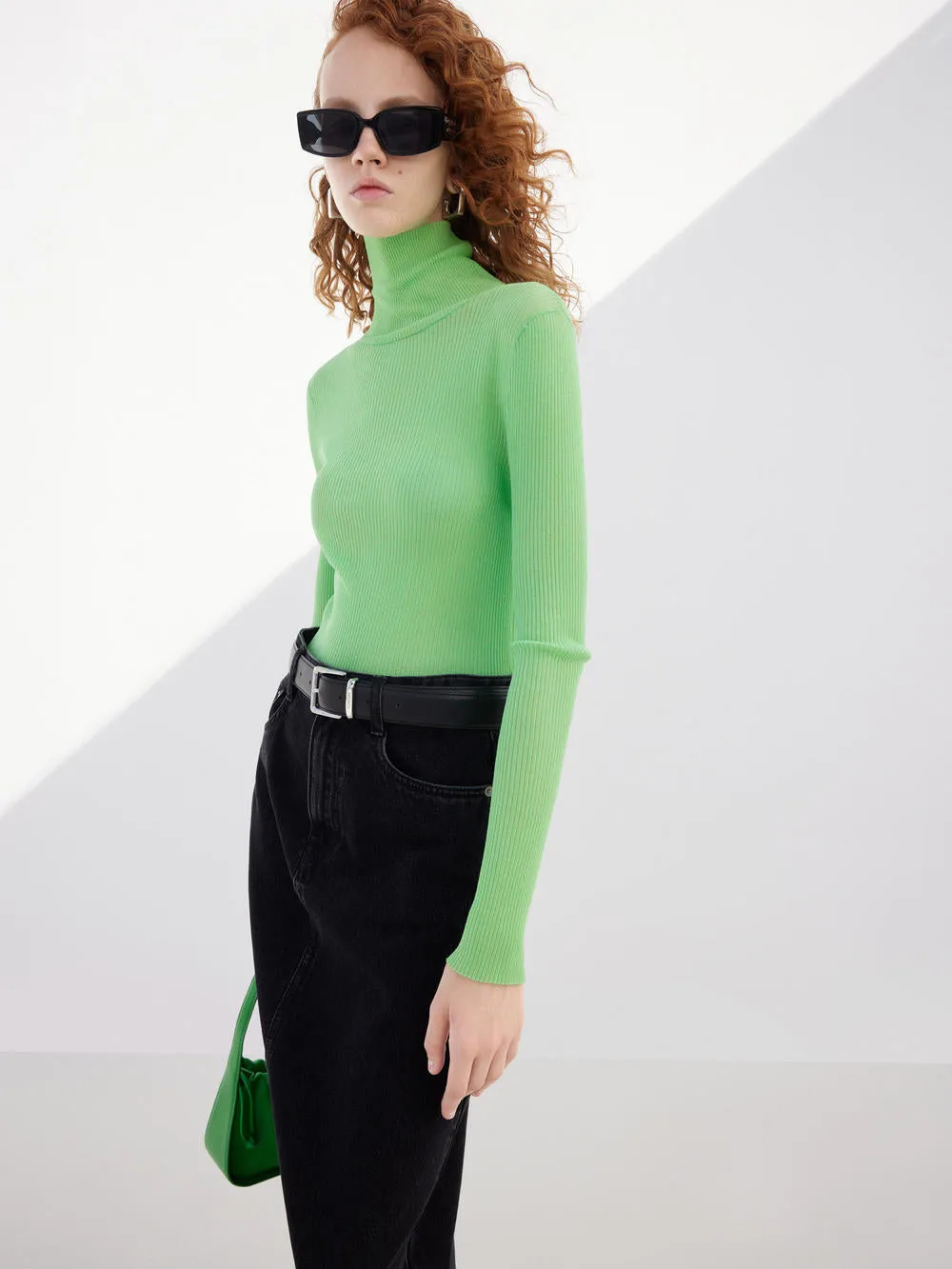 Ribbed Turtleneck Top