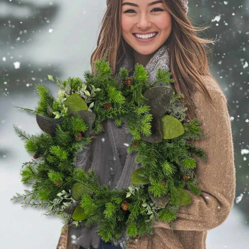 Rustic Winter Wreath – Handcrafted Evergreen