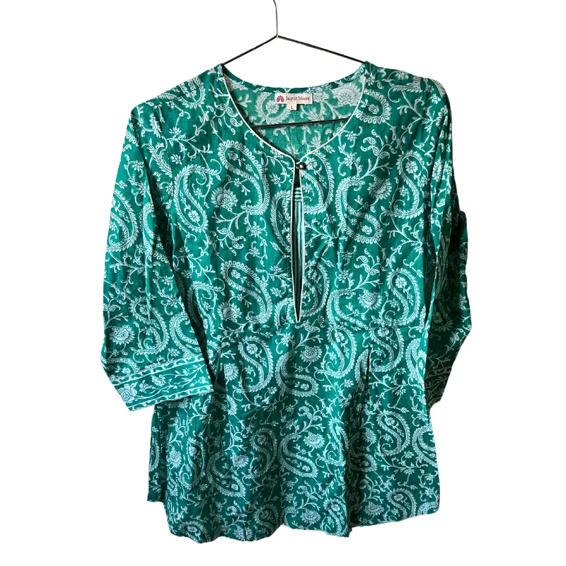 SAMPLE | Paisley 3/4 Sleeve Tunic | Aqua Size L