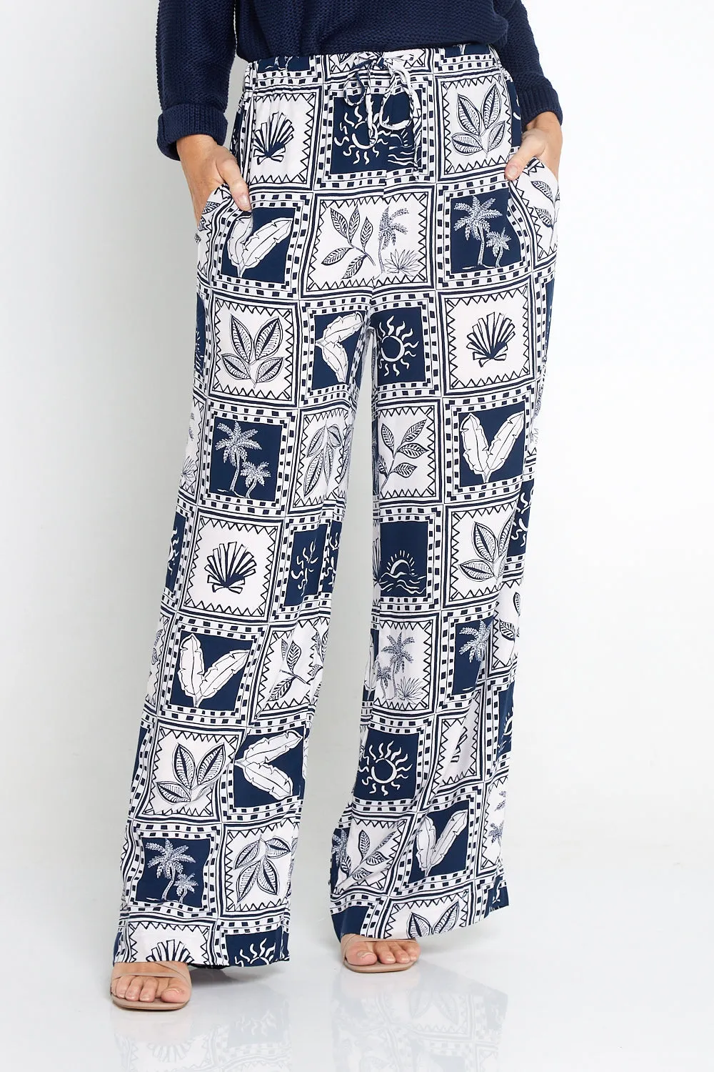 Seabreeze Pants - Navy/White Postcard