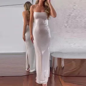 Sexy backless strappy fitted dress