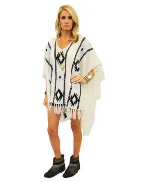 Show Me Your Mumu Baja Fringe Poncho in Morning Star