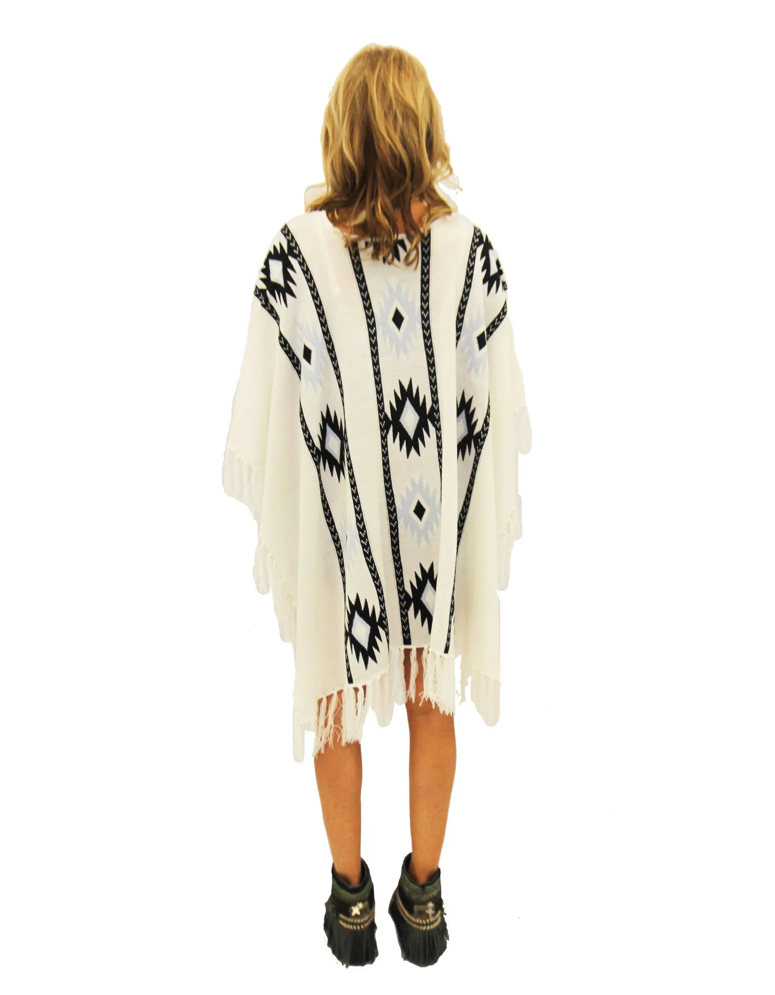 Show Me Your Mumu Baja Fringe Poncho in Morning Star