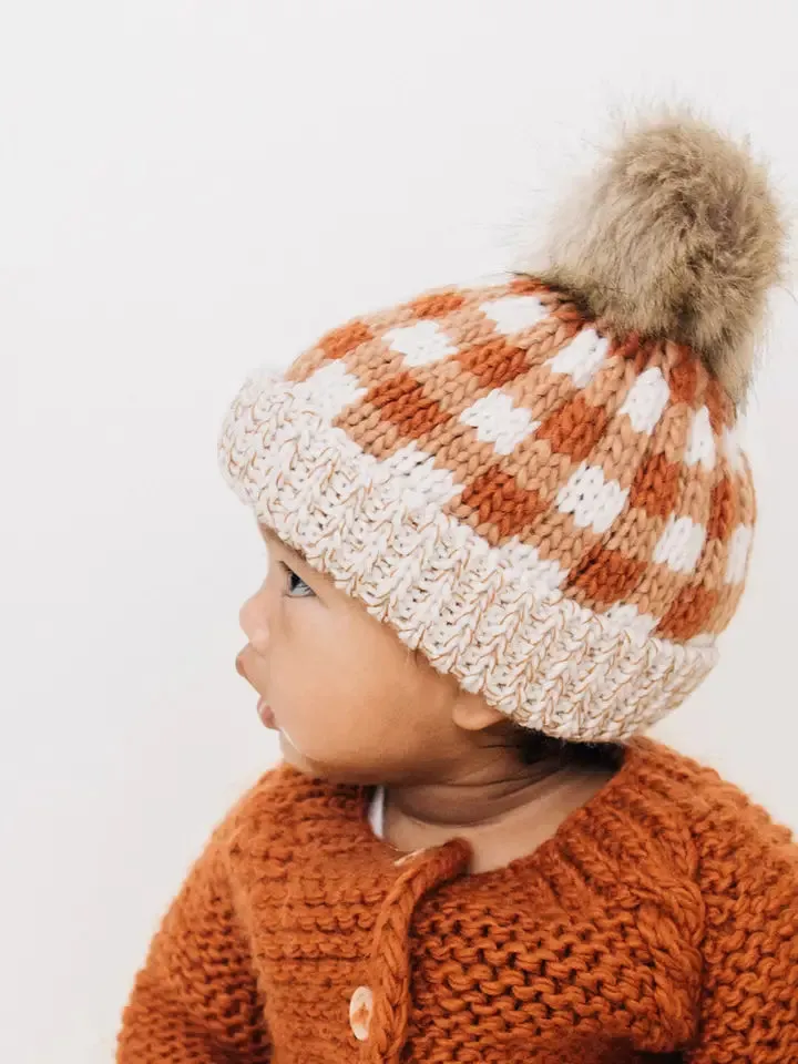 Sienna Buffalo Check Pom Pom Beanie Hat