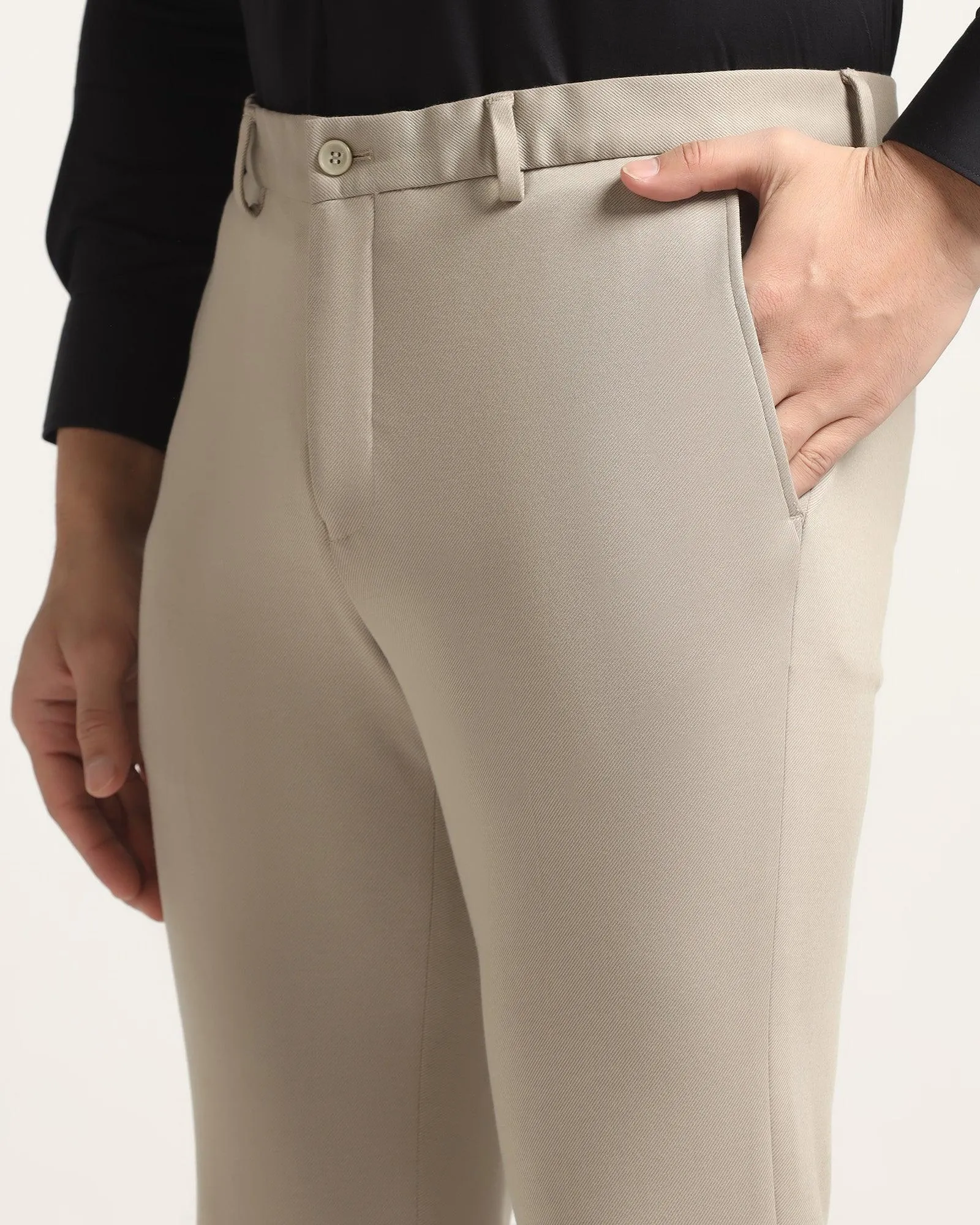 Slim Comfort B-95 Formal Beige Textured Trouser - Easter