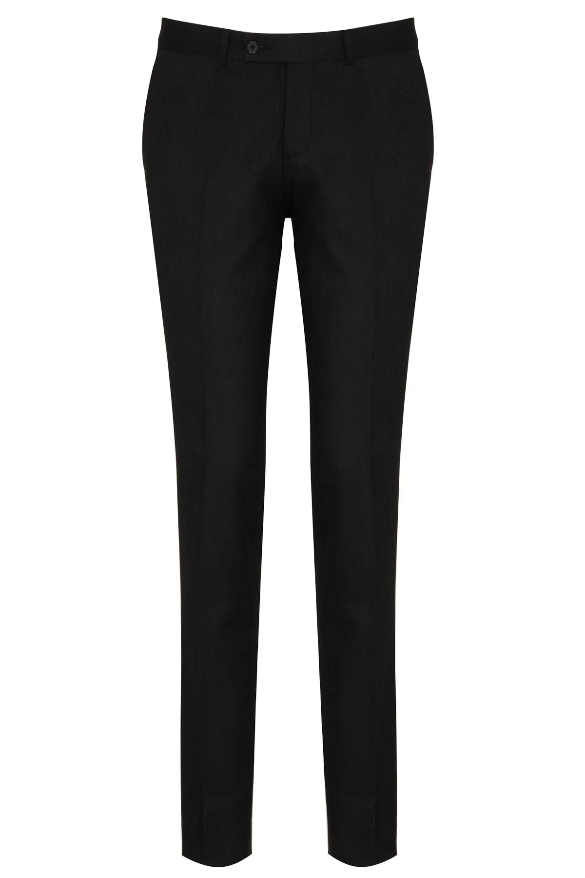 Slim Fit Low Waist Unpleated Charcoal Casual Pants, Charcoal