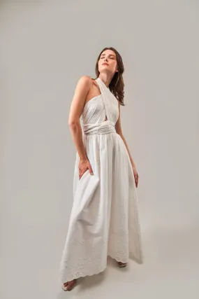 SOFT ROMANTIC PLEATED HALTER NECK DRESS