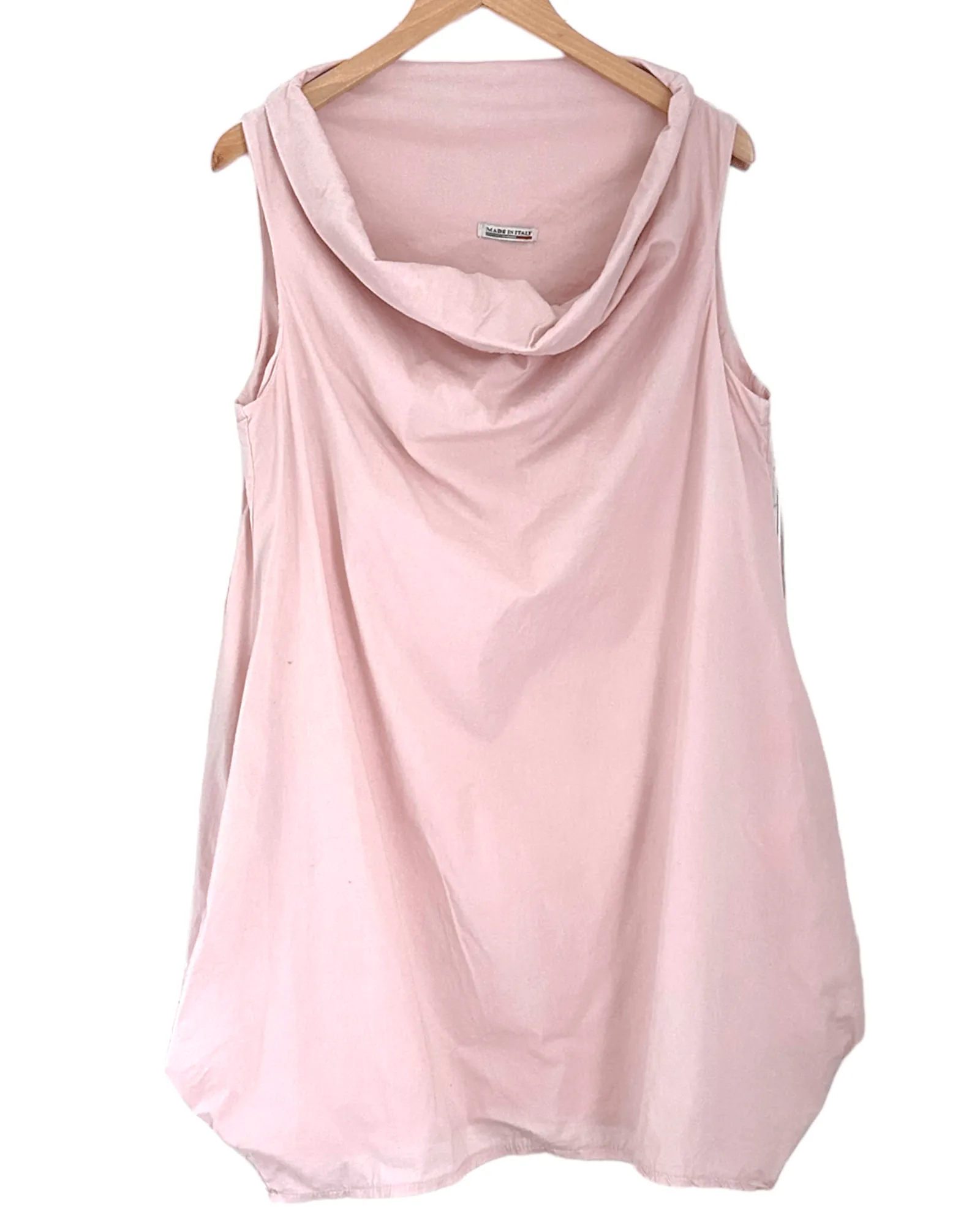 Soft Summer Petal Pink Sleeveless Balloon Hem Tunic Dress