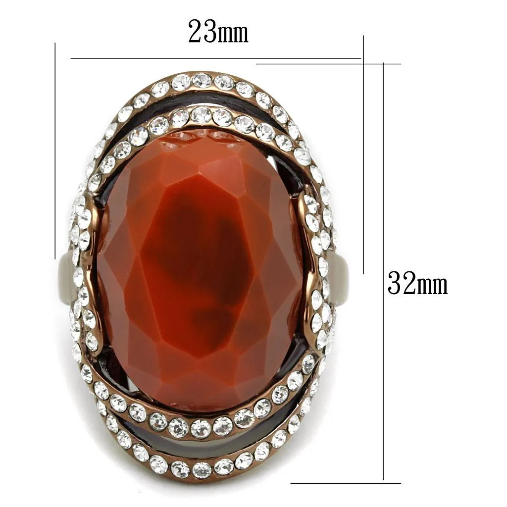 Stainless Steel Ring Synthetic Orange TK2984 for Women Style Coffee