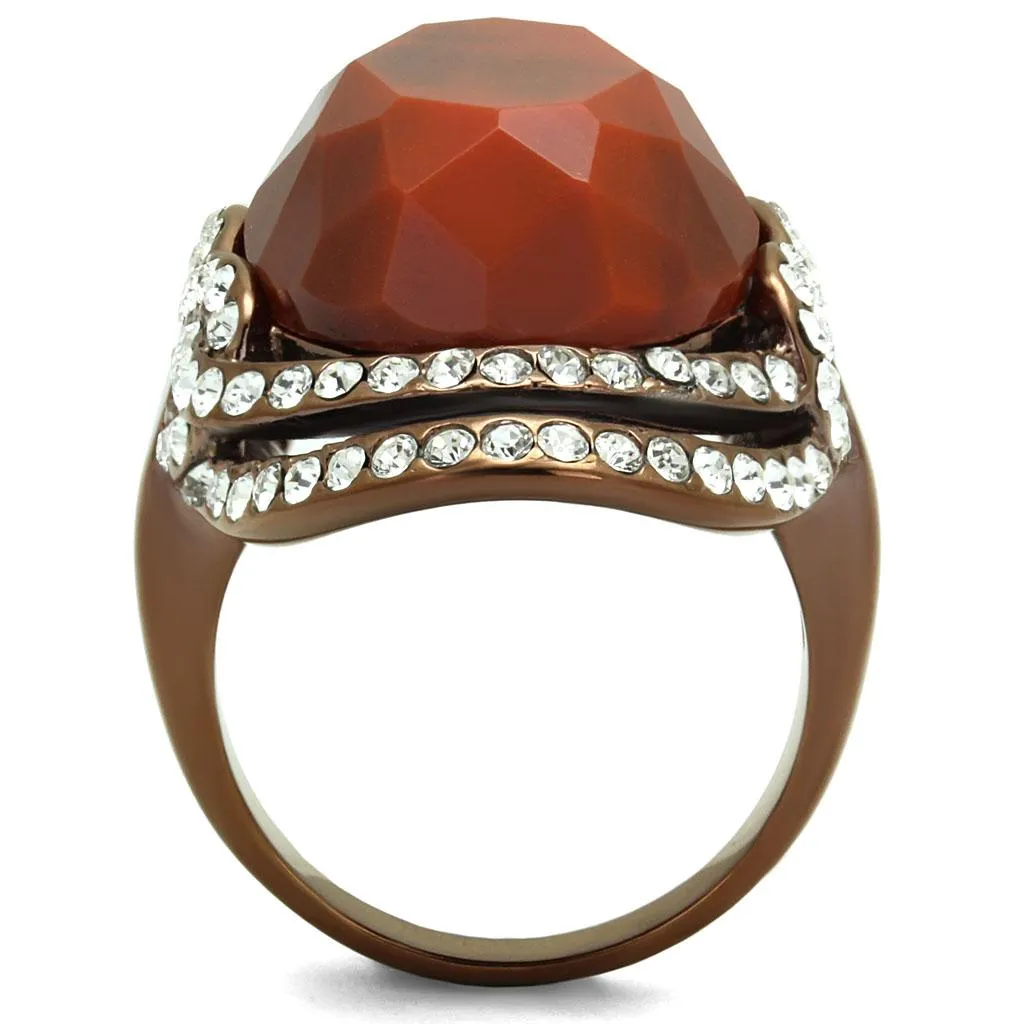 Stainless Steel Ring Synthetic Orange TK2984 for Women Style Coffee