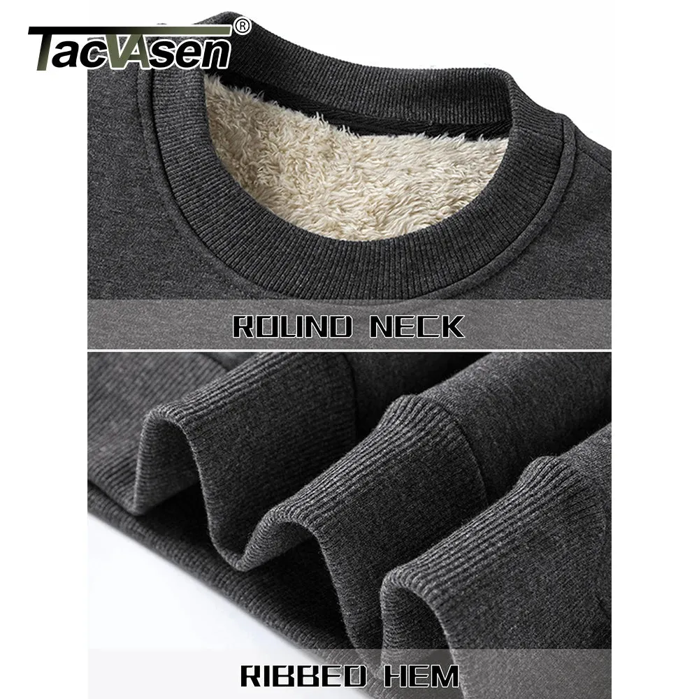 TACVASEN Men's Fleece Crewneck Sweatshirt Warm Sherpa Lined Heavy Thicken Underwear Winter Pullover Tops Shirts No Hood Hoodie