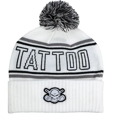 Tattoo Golf: Men's Cuffed Pom Loose Knit Beanie - White