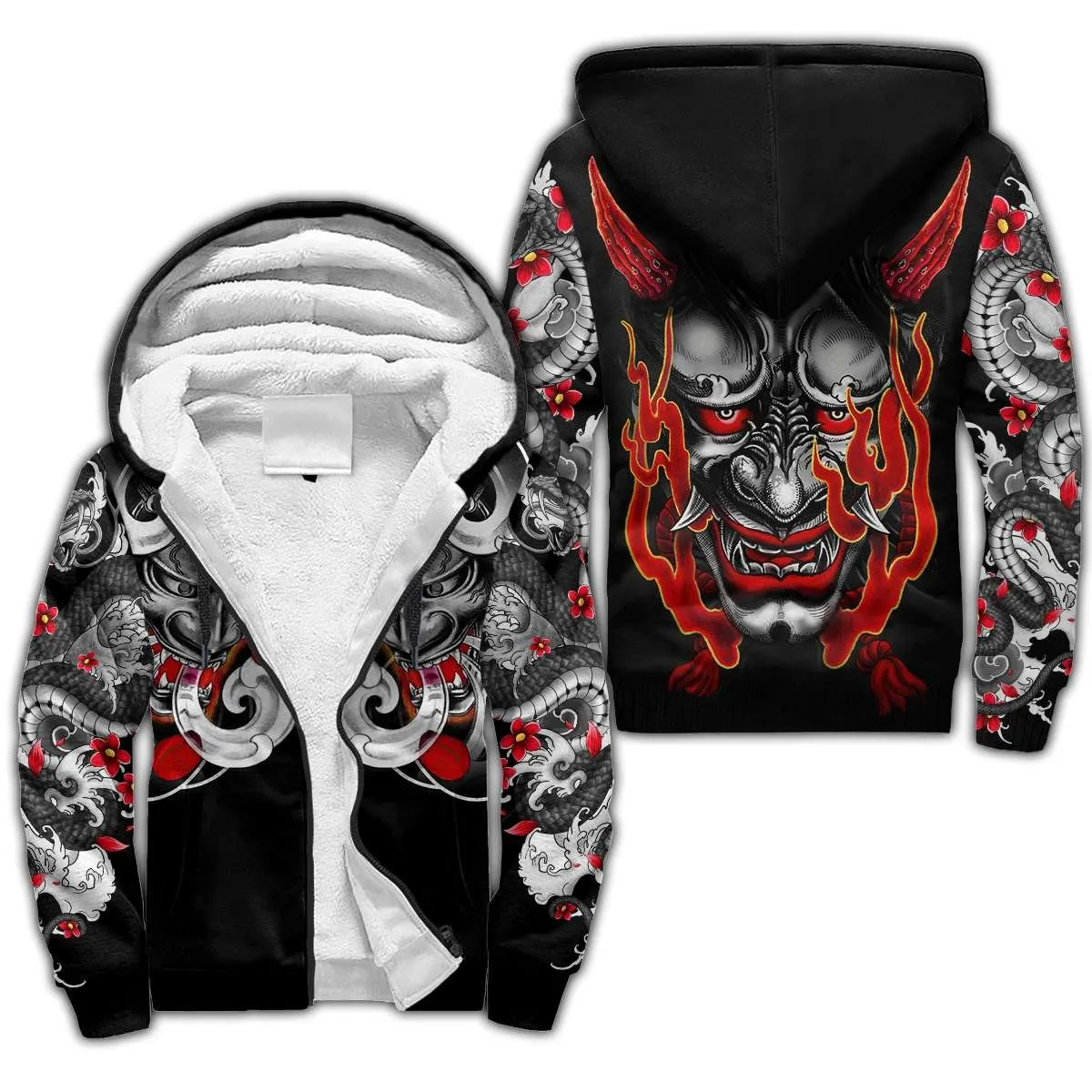 Tattoo Pattern 3D-Printed Winter Zipped Hoodie