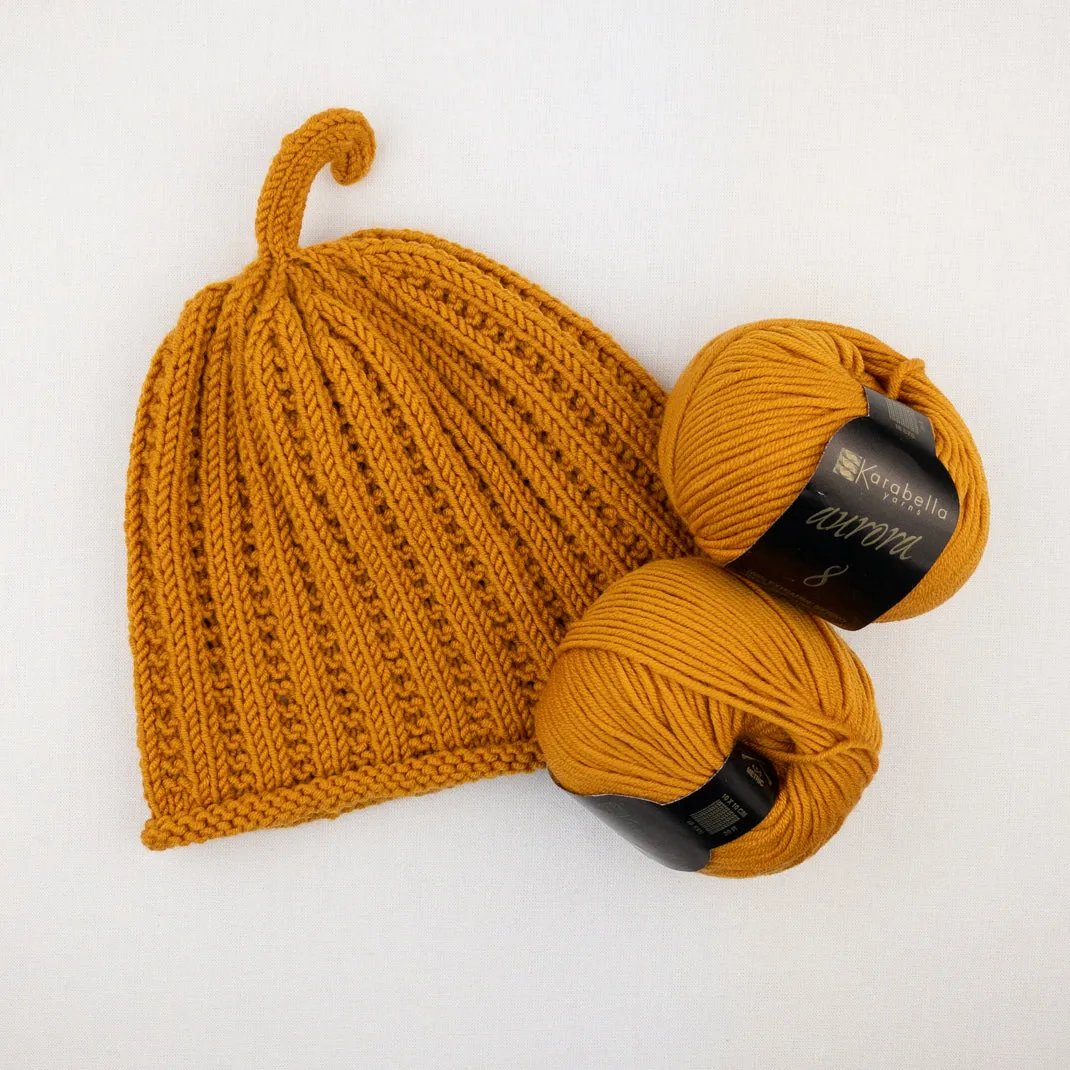 The Squash Hat Knitting Kit | Karabella Aurora 8 & Knitting Pattern (#358)