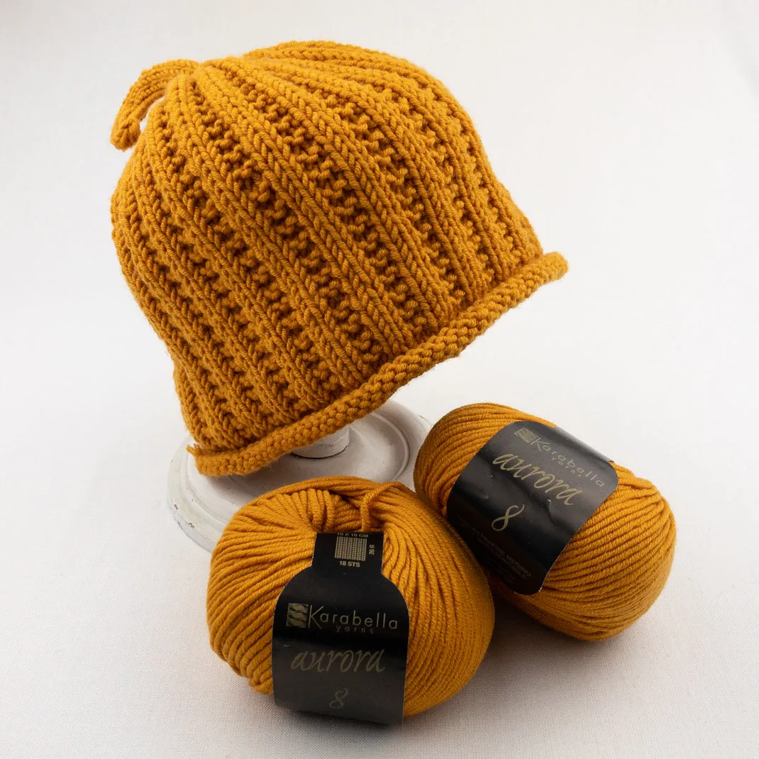 The Squash Hat Knitting Kit | Karabella Aurora 8 & Knitting Pattern (#358)