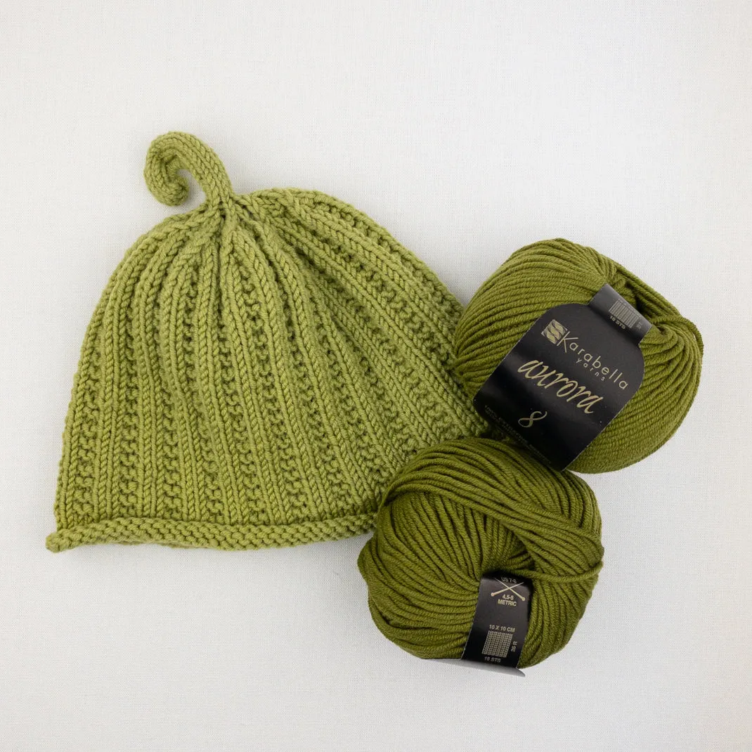 The Squash Hat Knitting Kit | Karabella Aurora 8 & Knitting Pattern (#358)