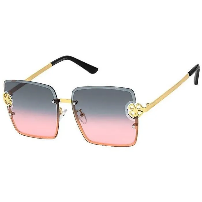 Tint Color Square Clover Sunglasses