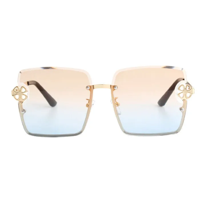 Tint Color Square Clover Sunglasses