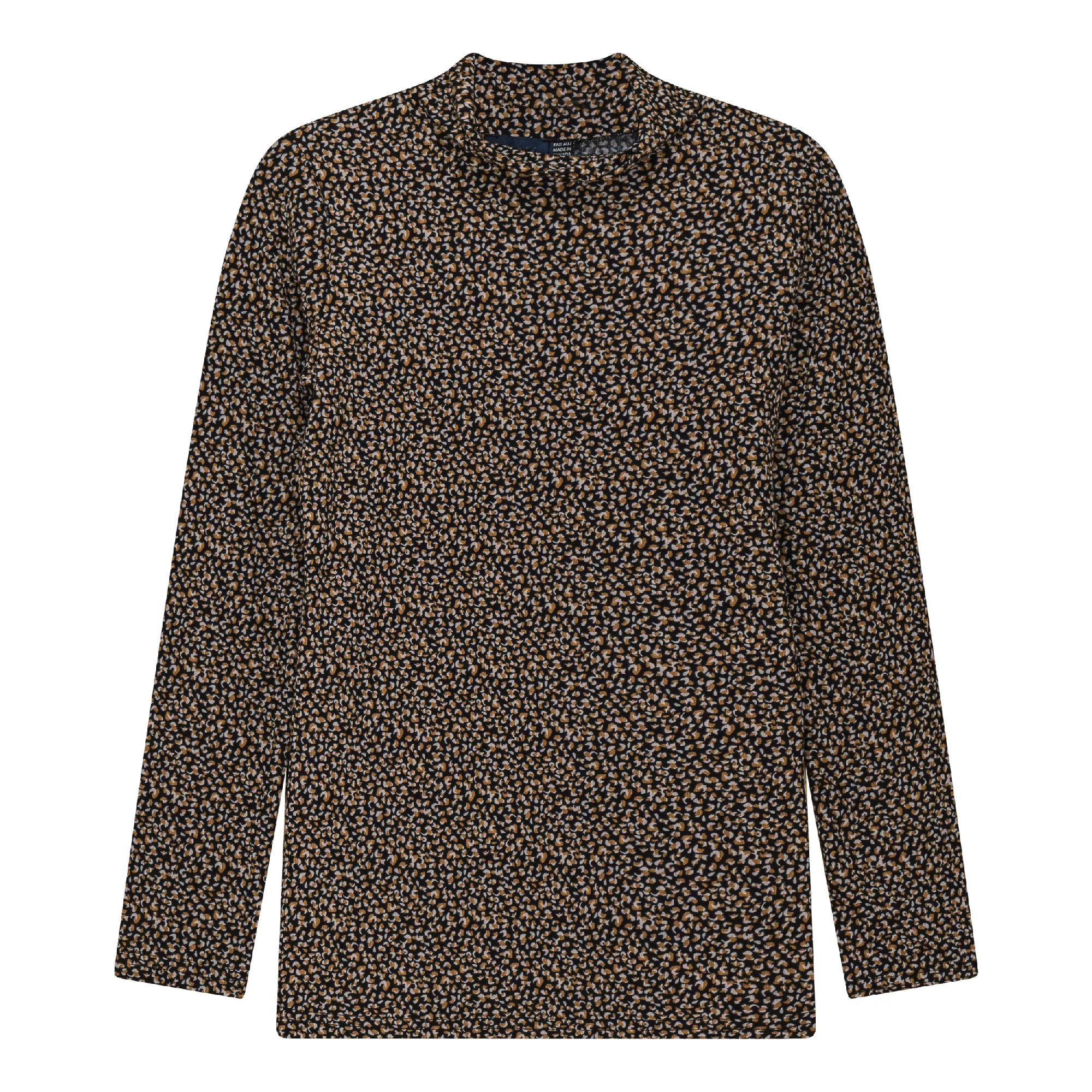 top l/s turtleneck printed - cognac