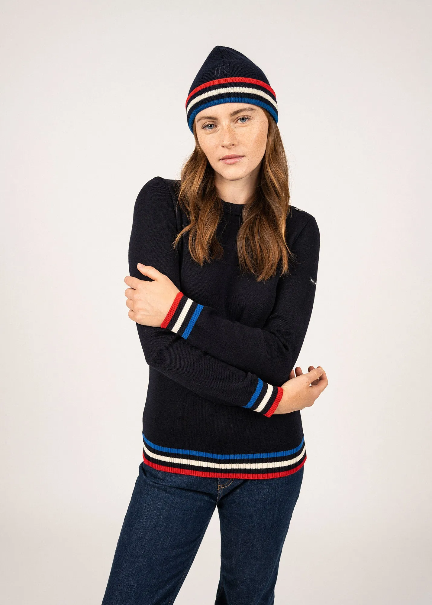 Tricolor wool hat - SAINT JAMES x Elysée (MARINE)