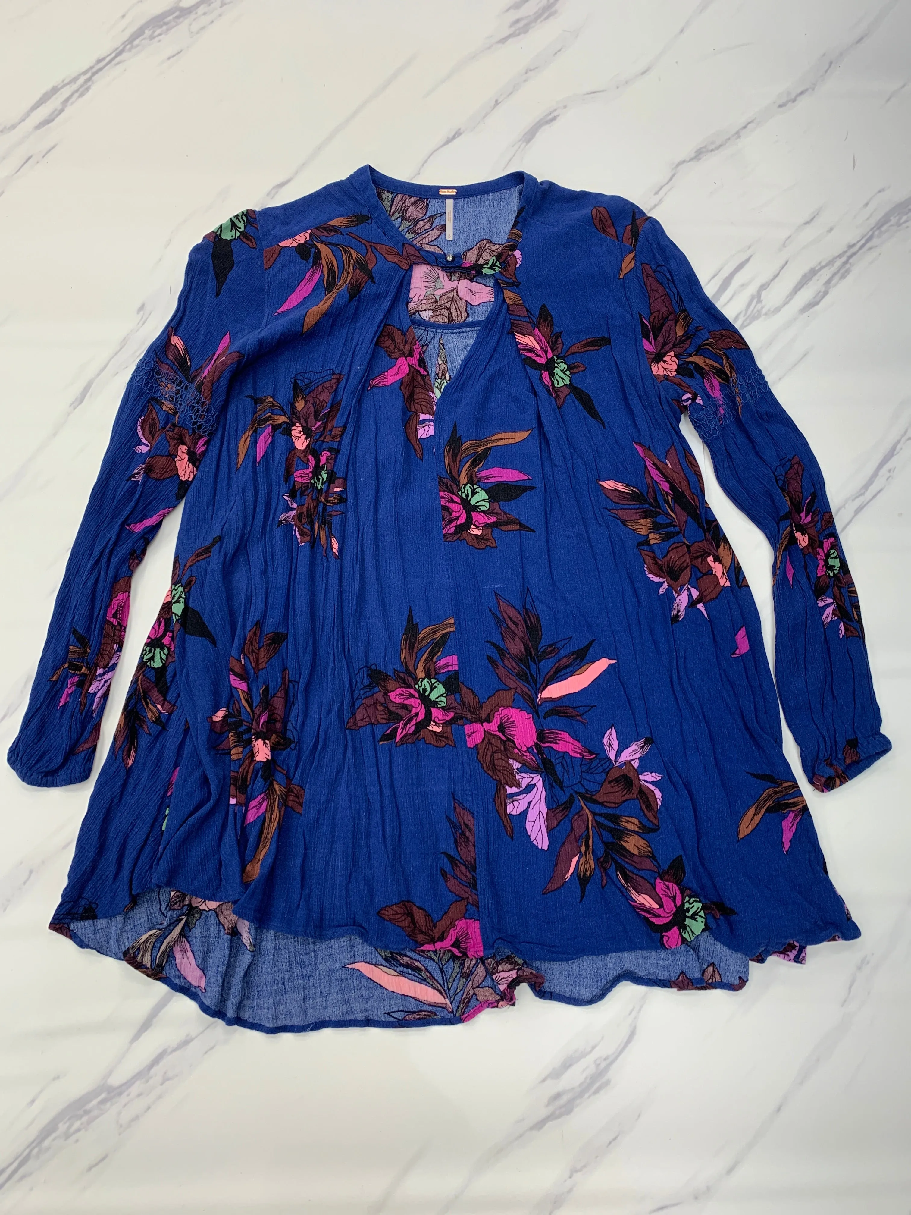 Tunic Long Sleeve By Free People In Blue, Size: S