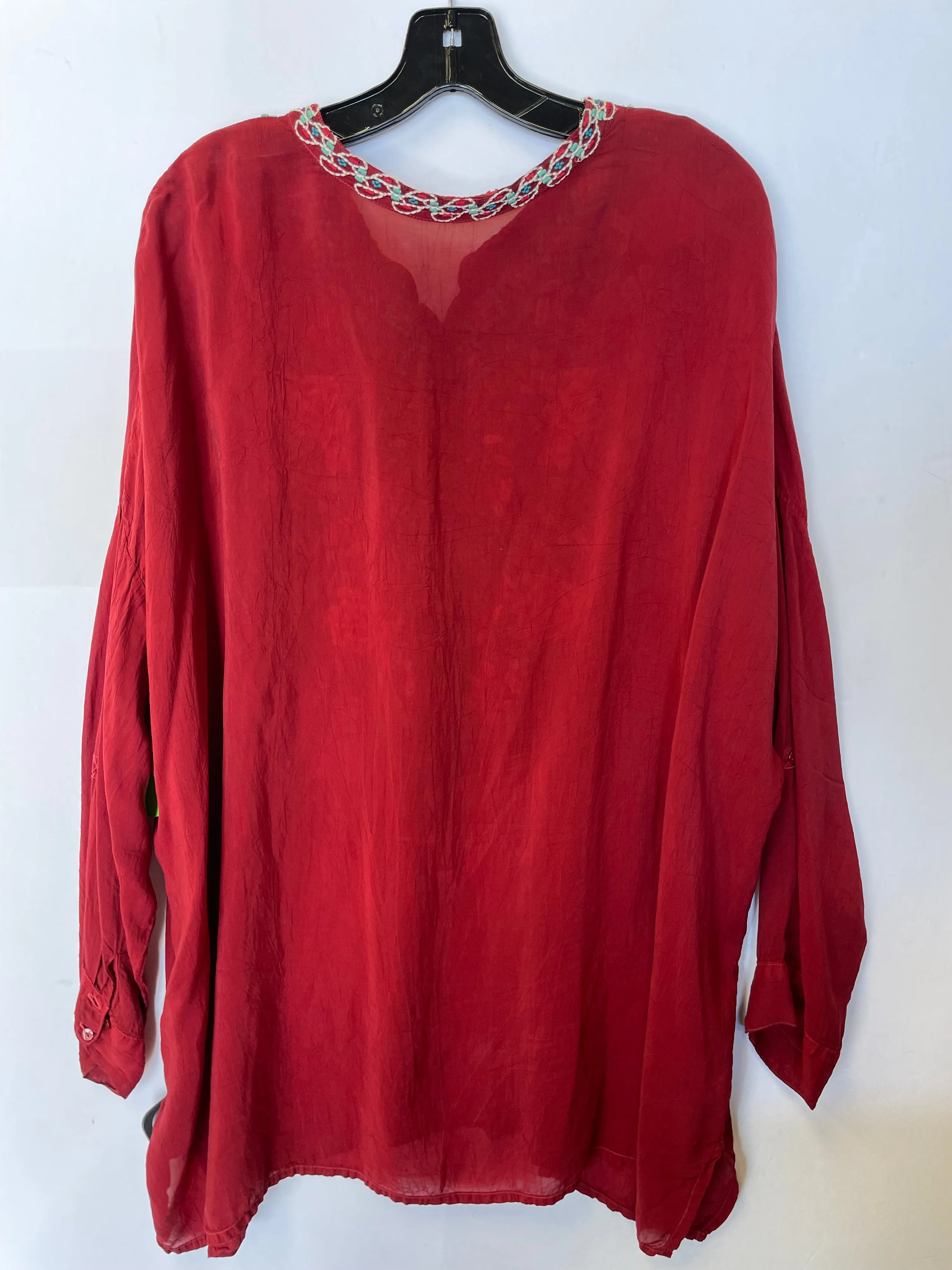 Tunic Long Sleeve By Johnny Was In Red, Size: 1x