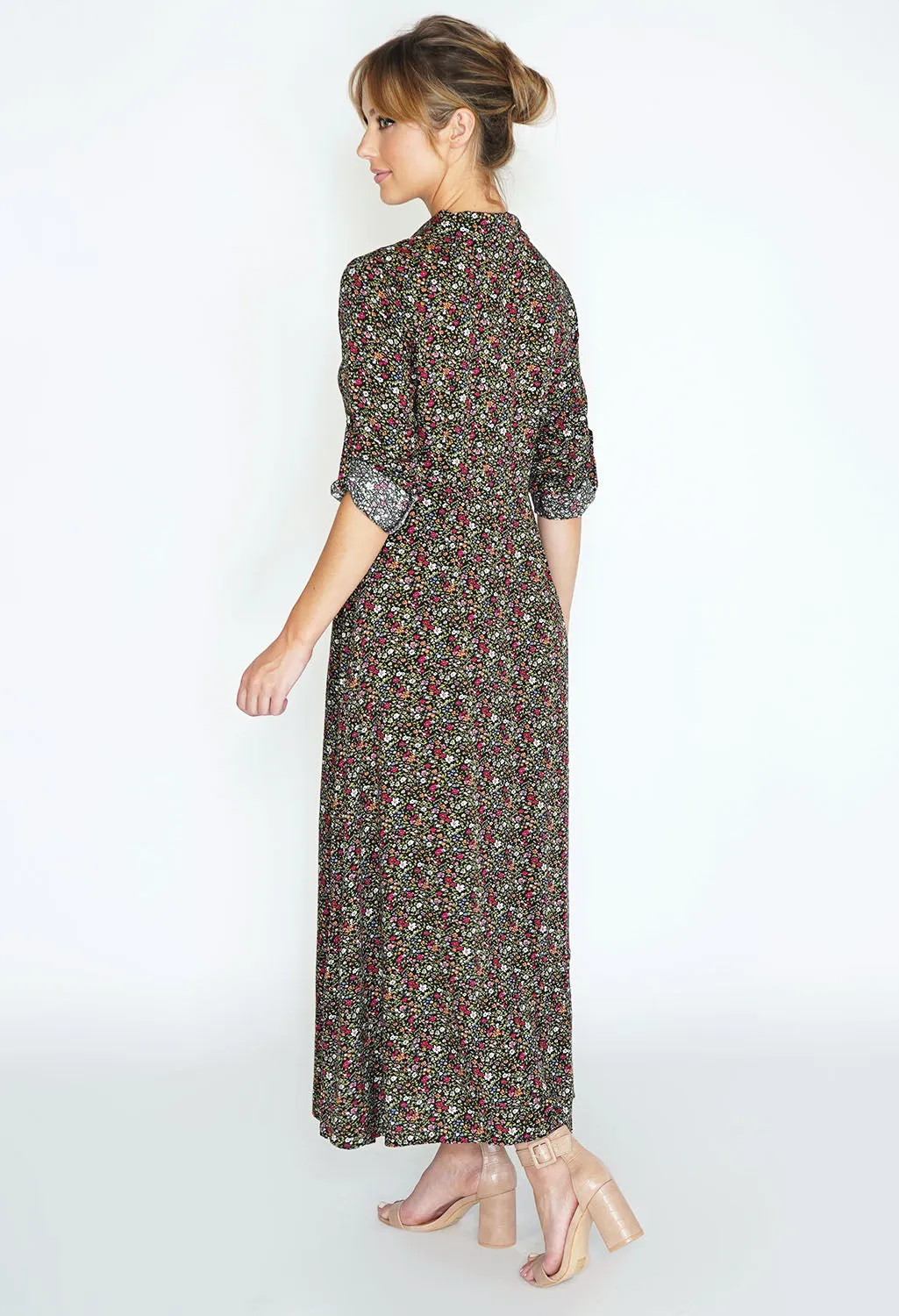 Tunic shirt dress with floral print