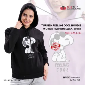 Turkish Feeling Cool Hoodie Women Fashion Sweatshirt-Black