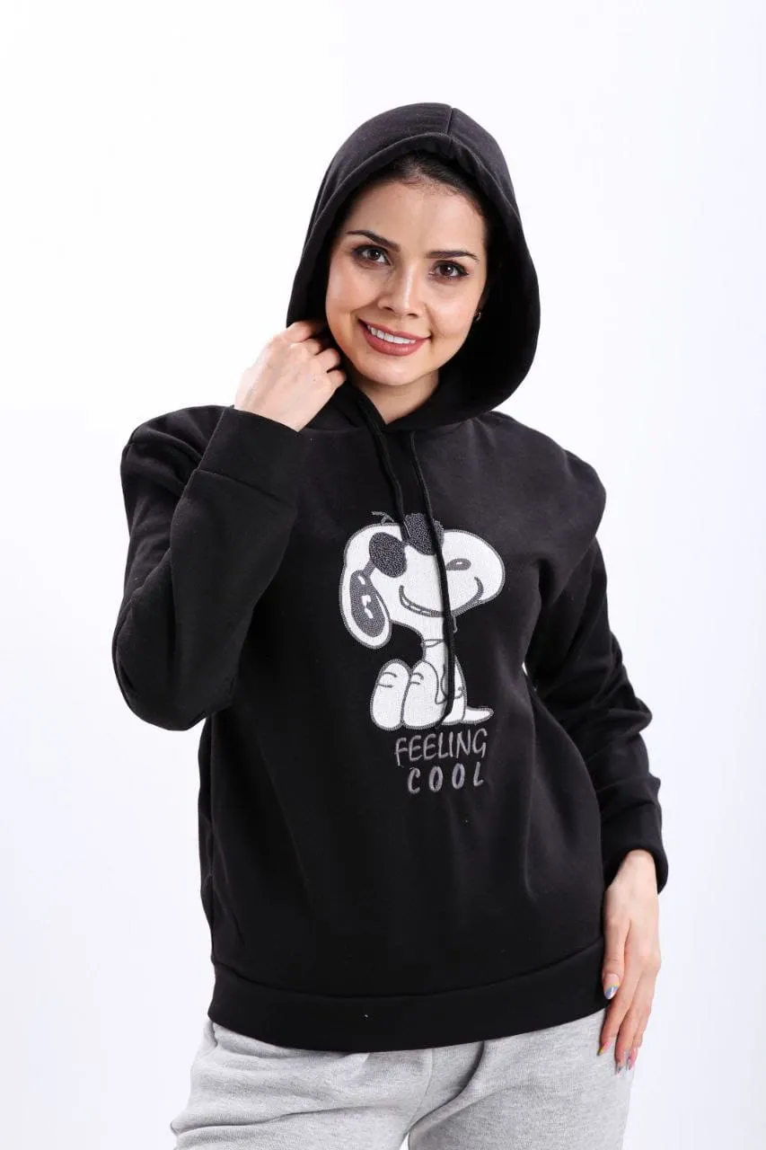 Turkish Feeling Cool Hoodie Women Fashion Sweatshirt-Black