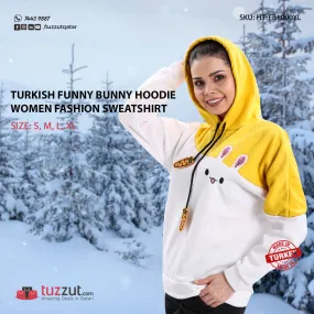 Turkish Funny Bunny Hoodie Women Fashion Sweatshirt - Yellow