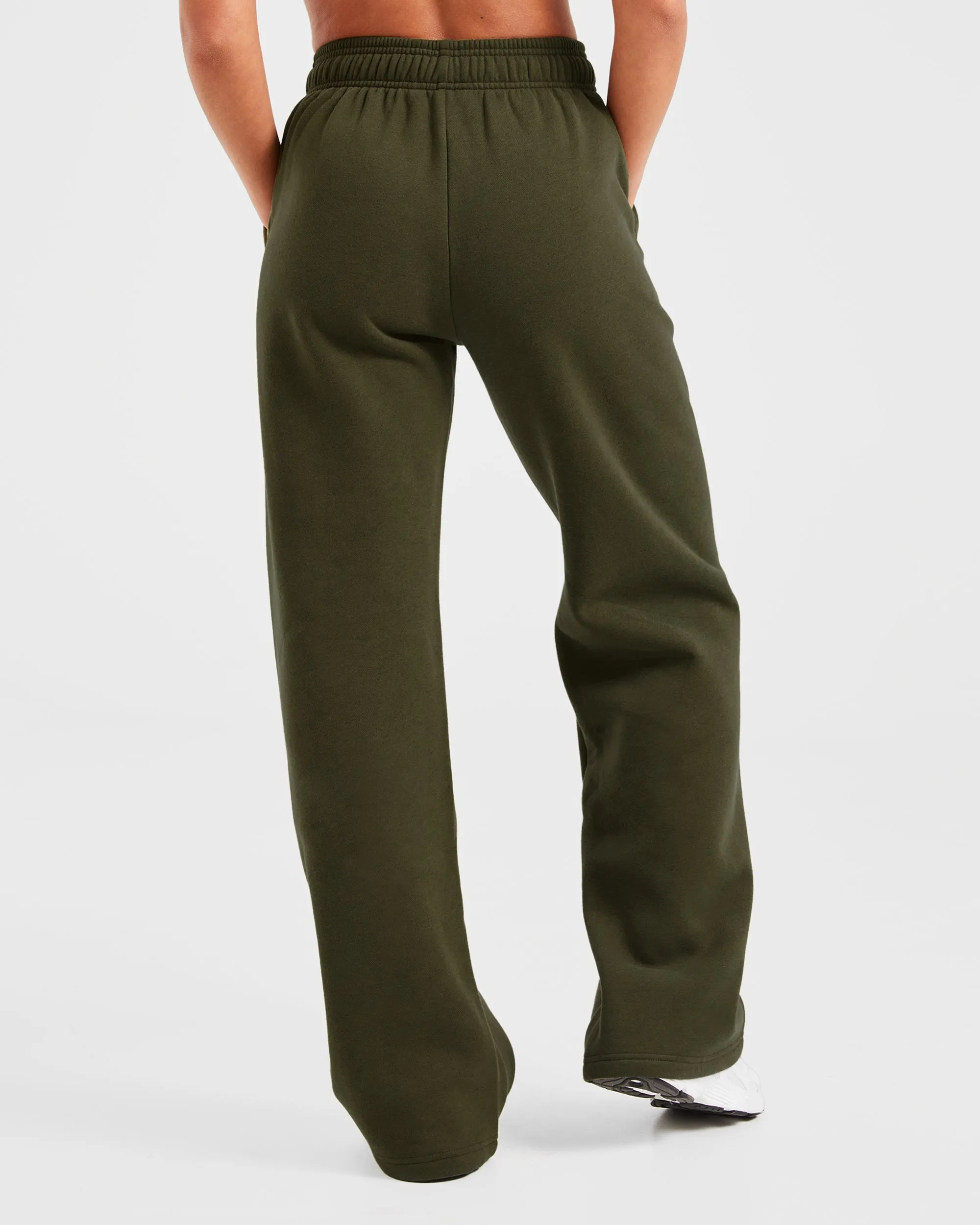 Varsity Oversized Straight Leg Joggers - Khaki