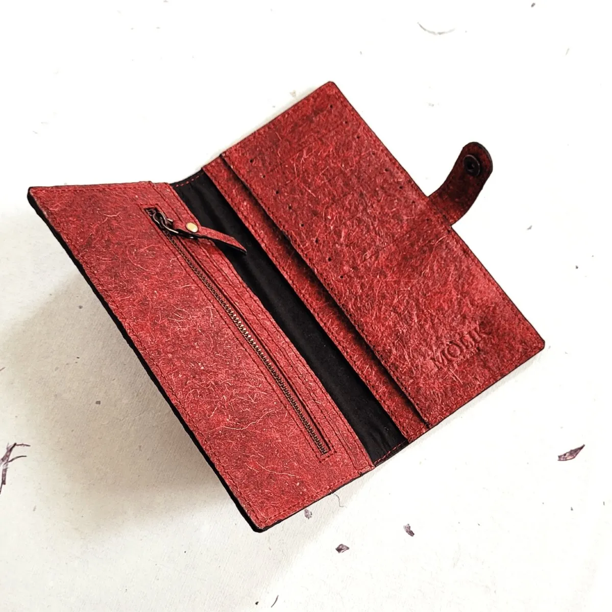 Vegan Coconut Leather Yasti Wallet - Garnet Red