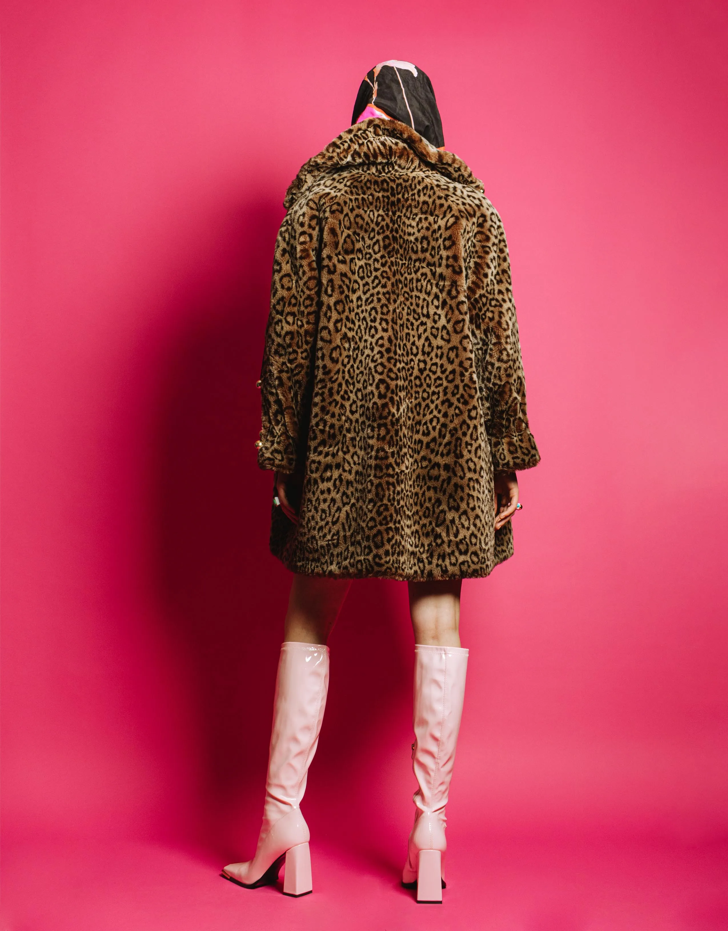 Vintage Comme Du Vrai Faux fur long coat leopard