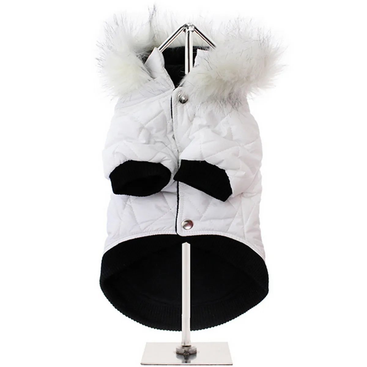 White Quilted Fur Parka Dog Coat