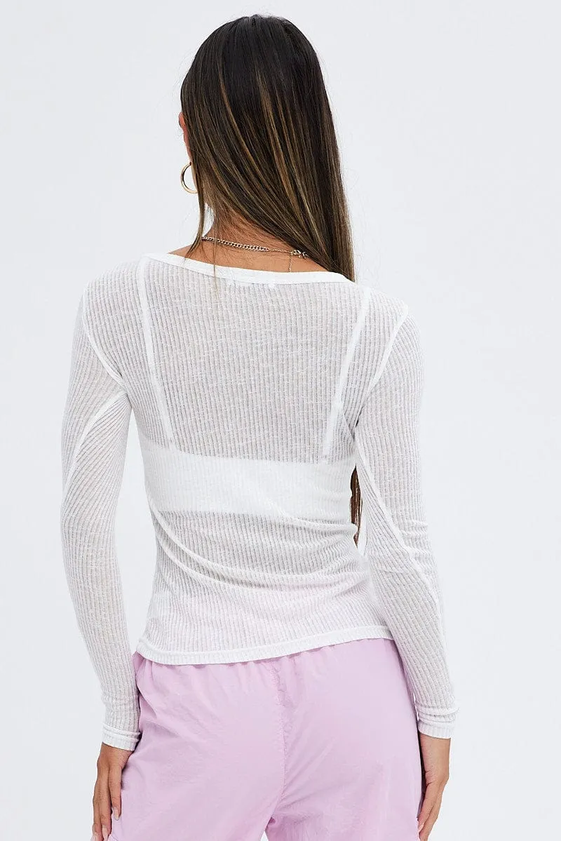 White Top Round Neck Long Sleeve