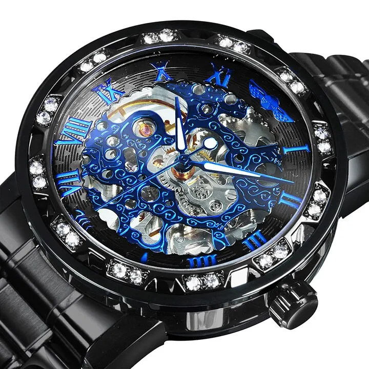 Winner Transparent Diamond Mechanical Watch Skeleton Wrist Watch for Men Top Brand Luxury Watches Male часы мужские Royal Gift