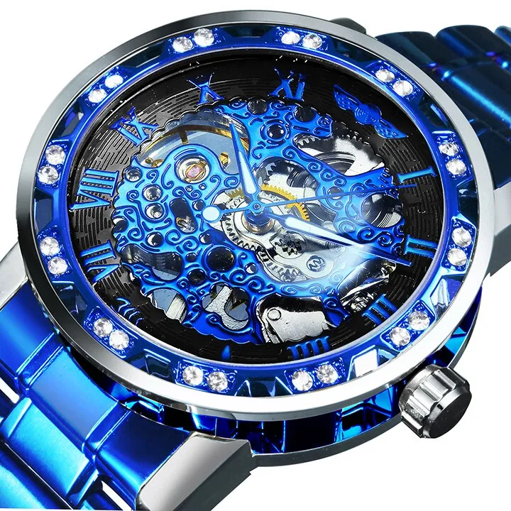 Winner Transparent Diamond Mechanical Watch Skeleton Wrist Watch for Men Top Brand Luxury Watches Male часы мужские Royal Gift