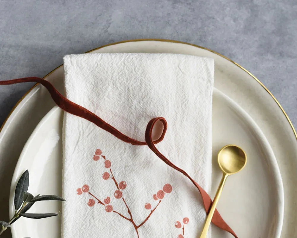 Winter Berries Flour Sack Cotton Napkins - Set of Four