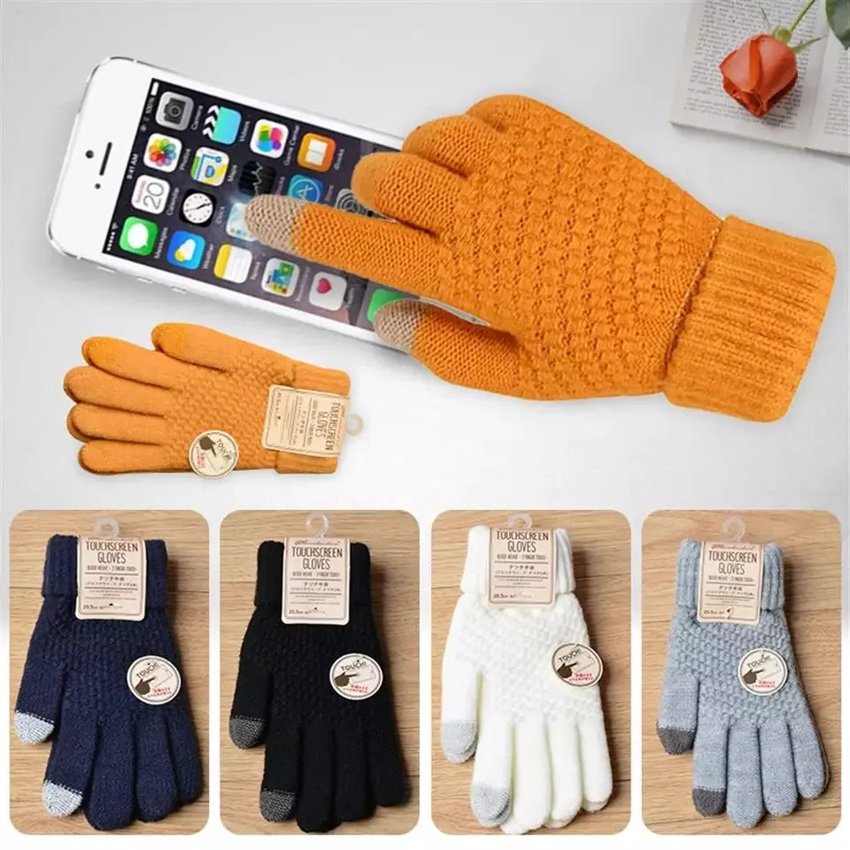 Winter Fashion Mobile Touch Screen Knitted Wool Gloves