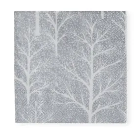 Winter Trees Silver & White Cocktail Napkin