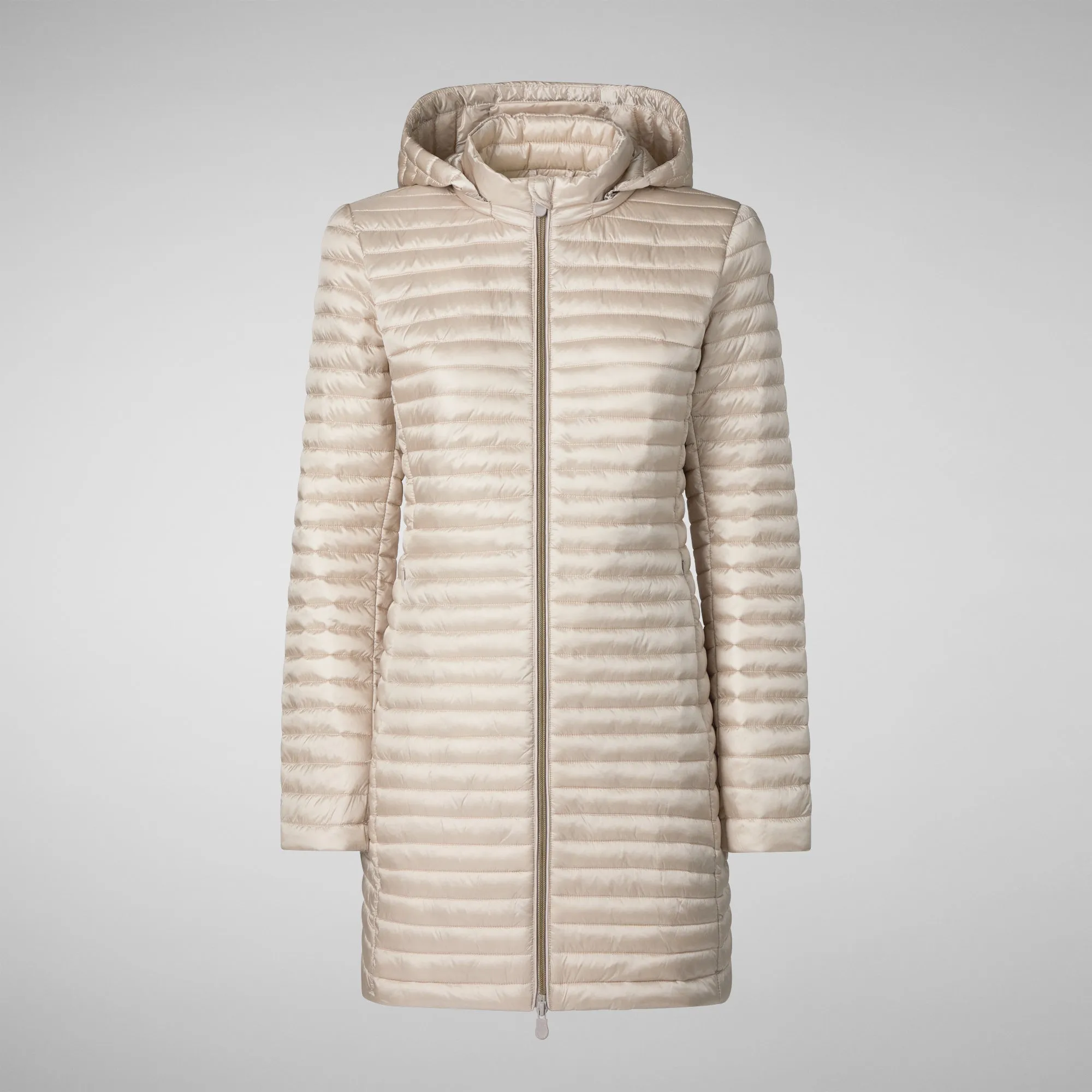 Woman's animal free puffer Megs in sand beige