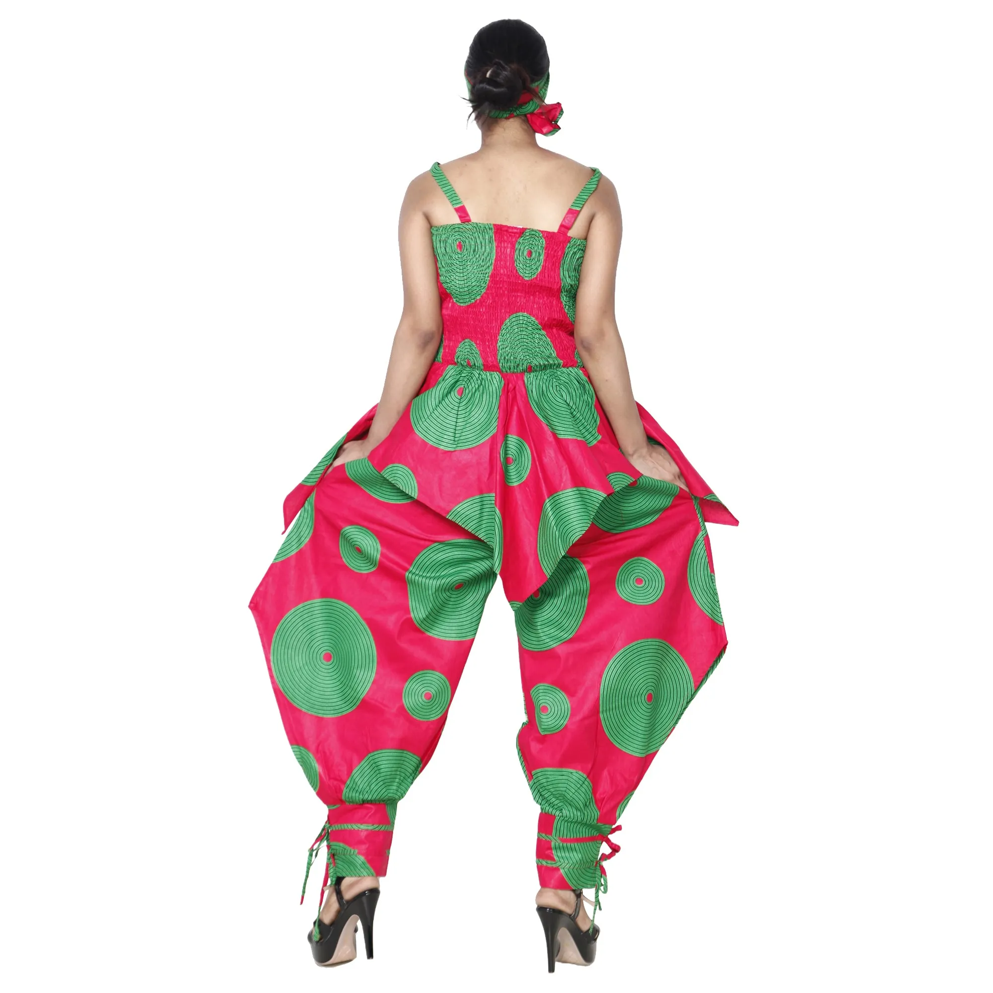 Women's African Print Sleeveless Peplum Top and Jogger Pants Set -- FI-4042